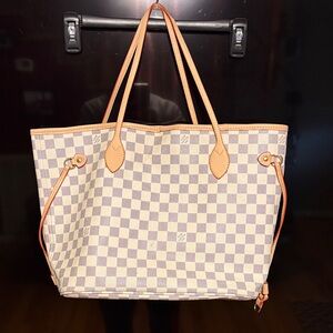 Checkered Tote Bag with Tan Accents